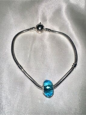 Pandora Blue Glass Bead Silver Bracelet - Branded 925